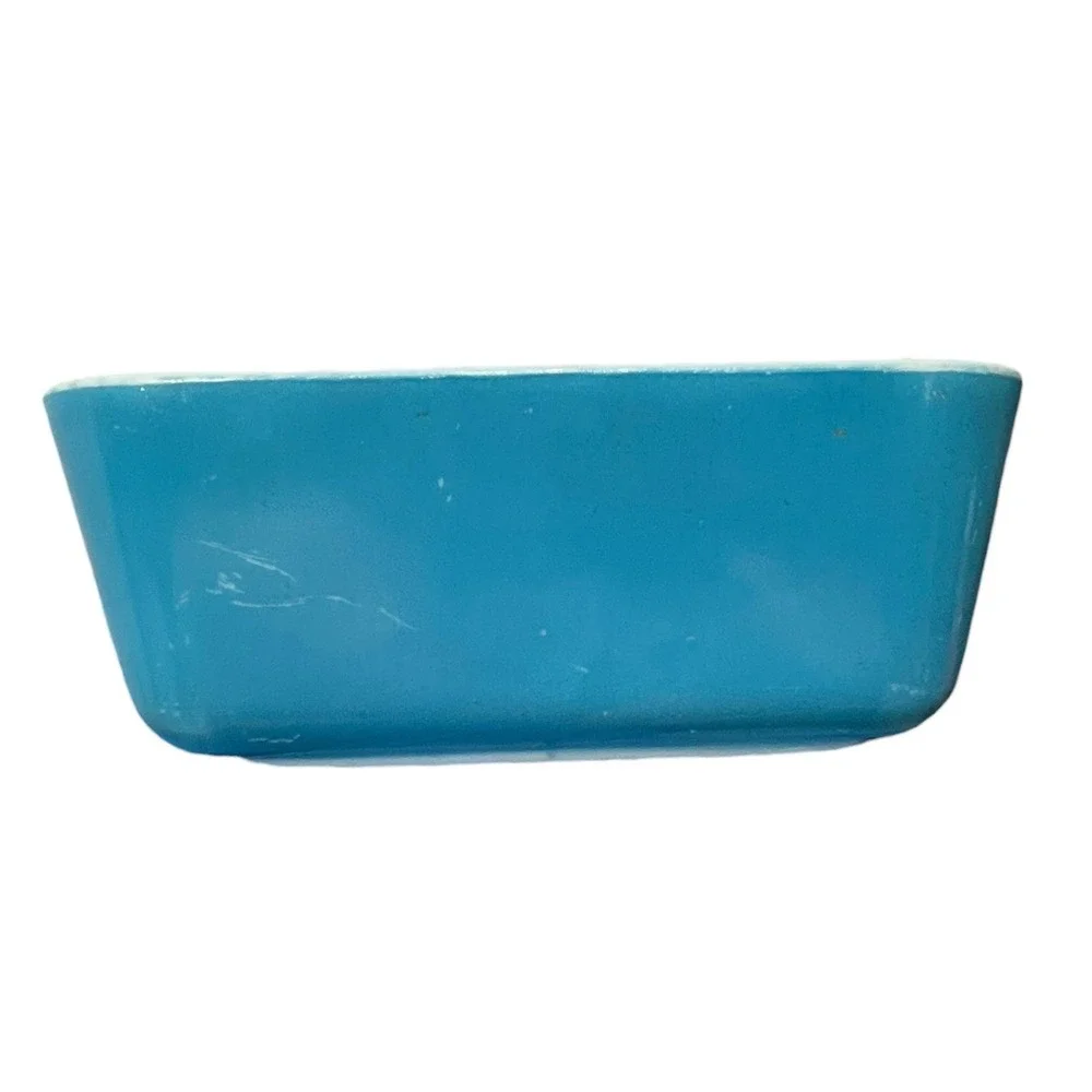 Vintage Pyrex 0502 Turquoise Blue Refrigerator Dish 1.5 Cup‎ Milk Glass Ovenware